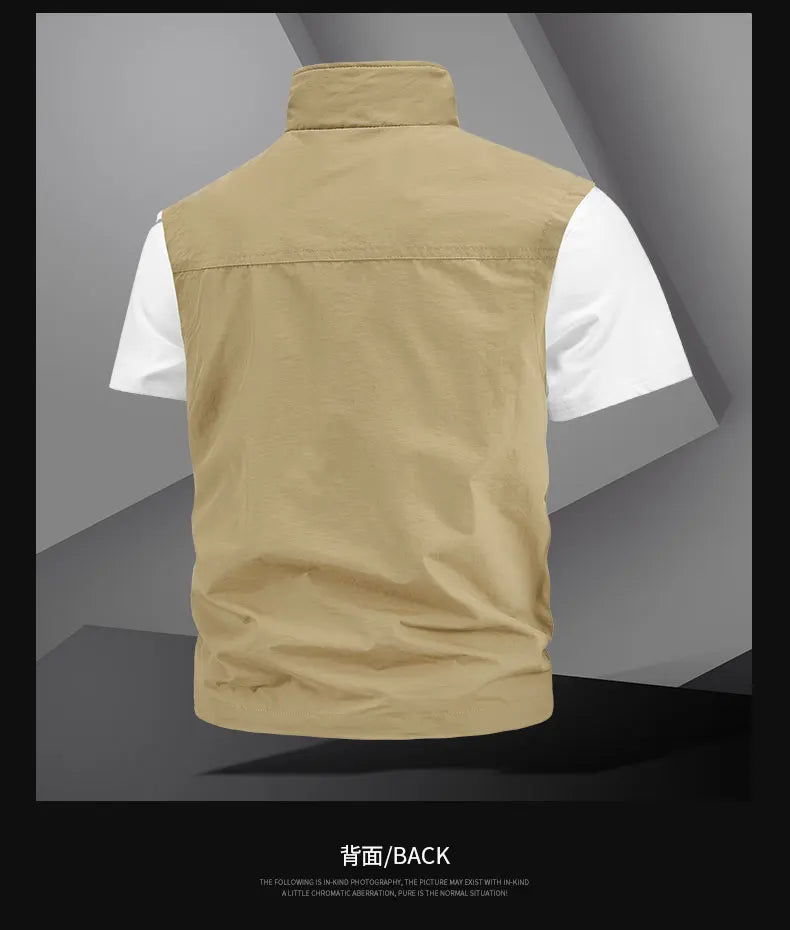 Chaqueta de caza para acampar, chaleco de trabajo para hombre, cortavientos táctico, talla grande, Golf, sin mangas, pesca, abrigo impermeable, chaleco de verano