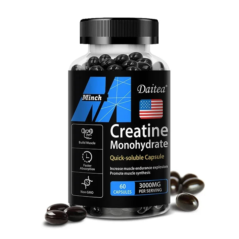 Monohidrato de creatina: 3.000 mg por servicio, creación de preentrenamiento para ayudar a desarrollar los músculos, mejorar la energía y el rendimiento
