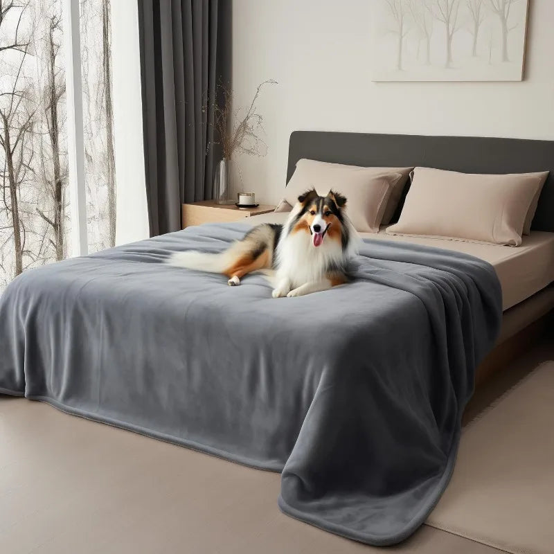 Manta impermeable de franela de doble cara para parejas, cama y mascotas |   Cubrecama cómodo y a prueba de fugas