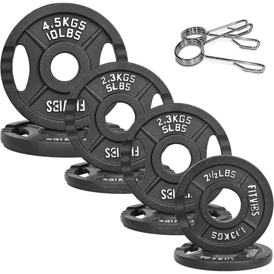 Placa de peso Fitvids de hierro fundido de 2 pulgadas para entrenamiento de fuerza y levantamiento de pesas en varios tamaños, equipo de gimnasio duradero para