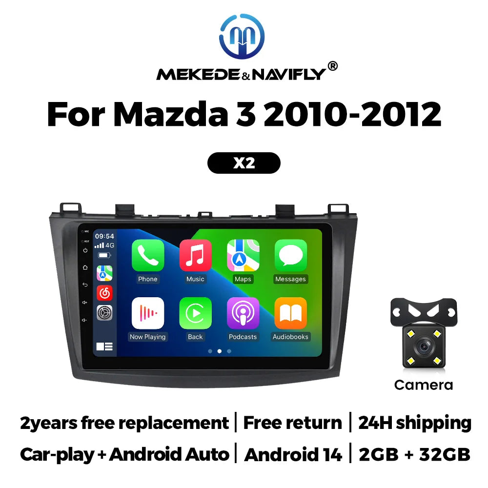Autoradio For Mazda 3 II For Mazda3 BL 2010-2012 Android 14 Car Radio Multimedia Player Head Unit Wireless Carplay Android Auto