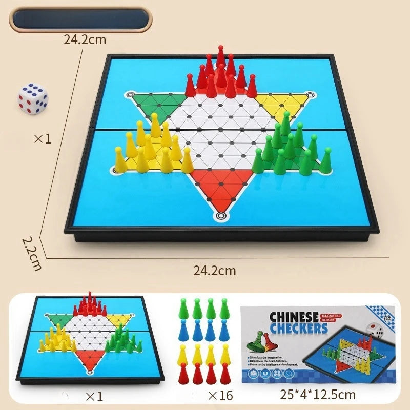 Mesa de juego de mesa magnética 9 en 1, alfombra grande, ajedrez volador/damas/ajedrez/serpiente/Backgammon/cuádruple/Tic-Tac-Toe, Fiesta en casa