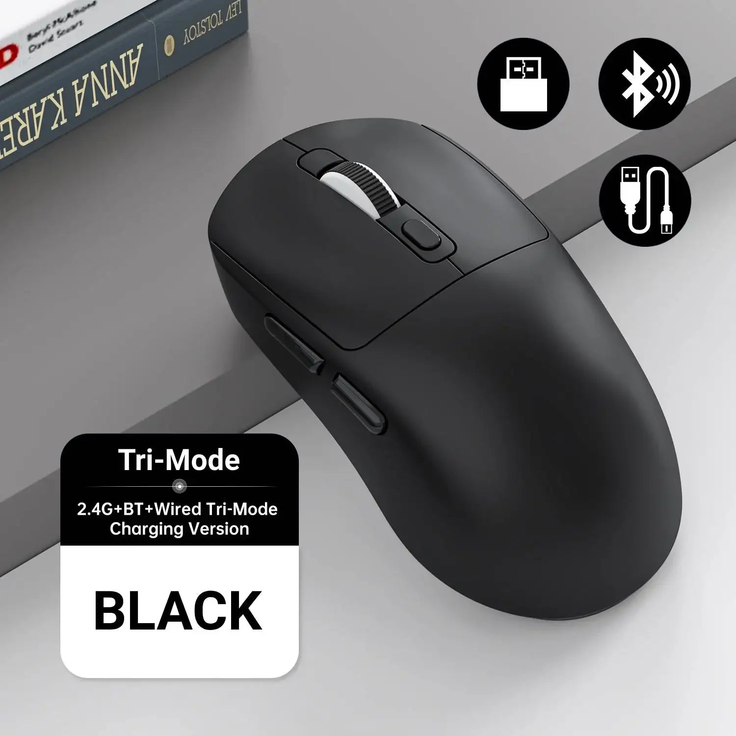 Ratón ligero inalámbrico Bluetooth/2,4G/ratón trimodo con cable ratón ajustable de 8000 DPI ratones silenciosos recargables para juegos de oficina
