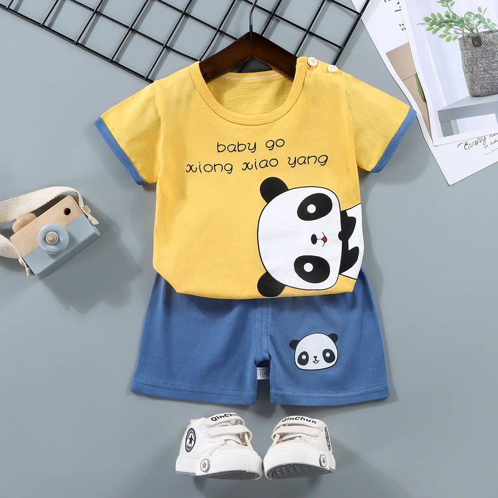 Conjuntos para niños, ropa para madres y niños, camiseta para niños y niñas, pantalones cortos, 2 uds., ropa de verano de algodón de manga corta para bebés, traje para niños pequeños