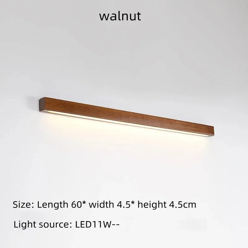 Lámpara de Pared de Listones de Madera Estilo Japonés Wabi-Sabi, Diseño Minimalista de Tira Larga para Sala de Estar, Dormitorio, Pasillo, Decoración del Hogar