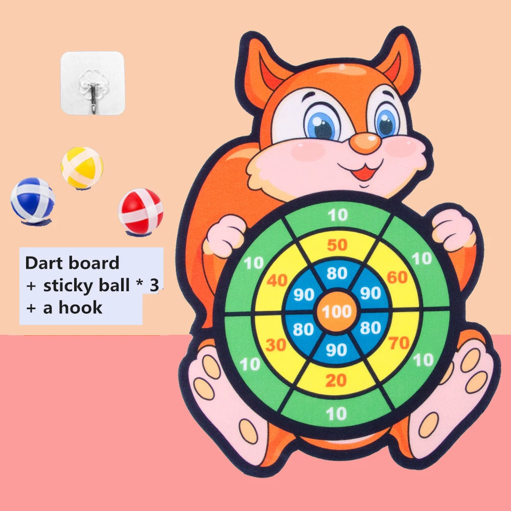 Juguetes Montessori para niños de 2 a 4 años, tablero de dardos de animales de dibujos animados, bola adhesiva, juguetes educativos interactivos familiares para bebés