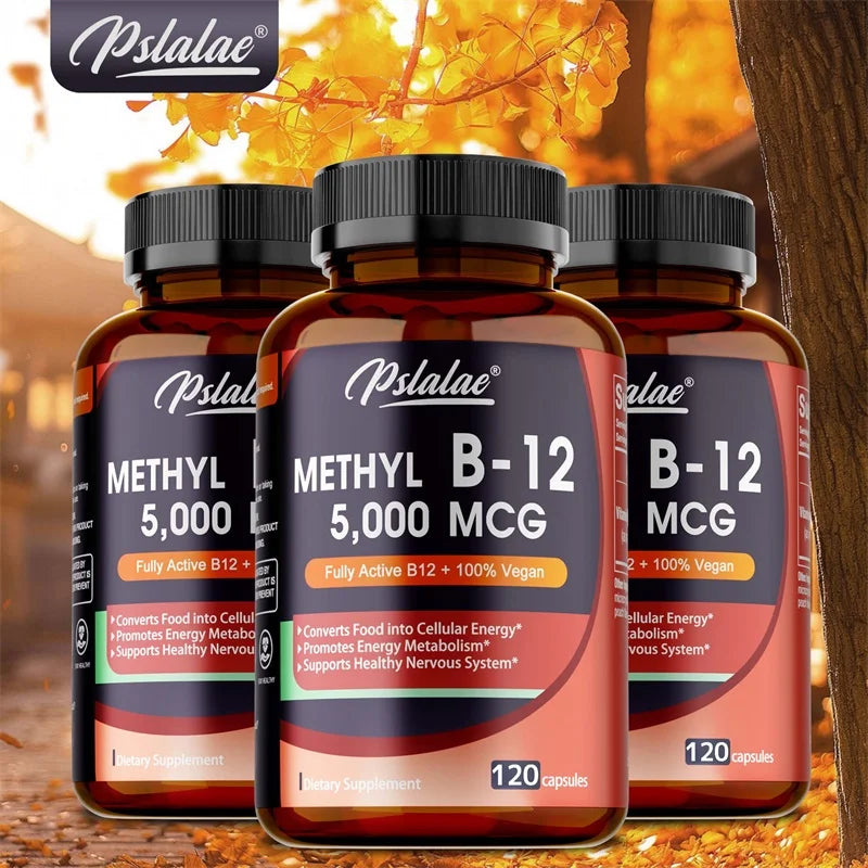 Vitamina B12 - Suplemento MCG 5000 -Benemó la función cerebral y corazón, admite memoria, aprendizaje, ayuda a aumentar la energía natural