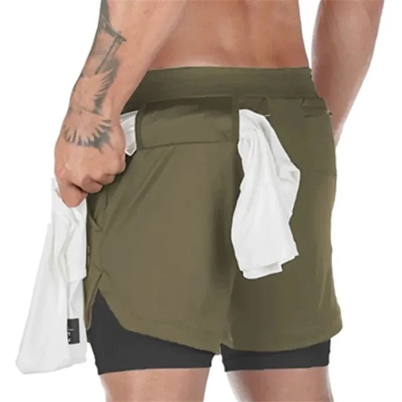 Pantalones Cortos Deportivos Para Correr Para Hombre, 2 En 1, De Doble Cubierta, Con Bolsillos, Para Verano, 2023