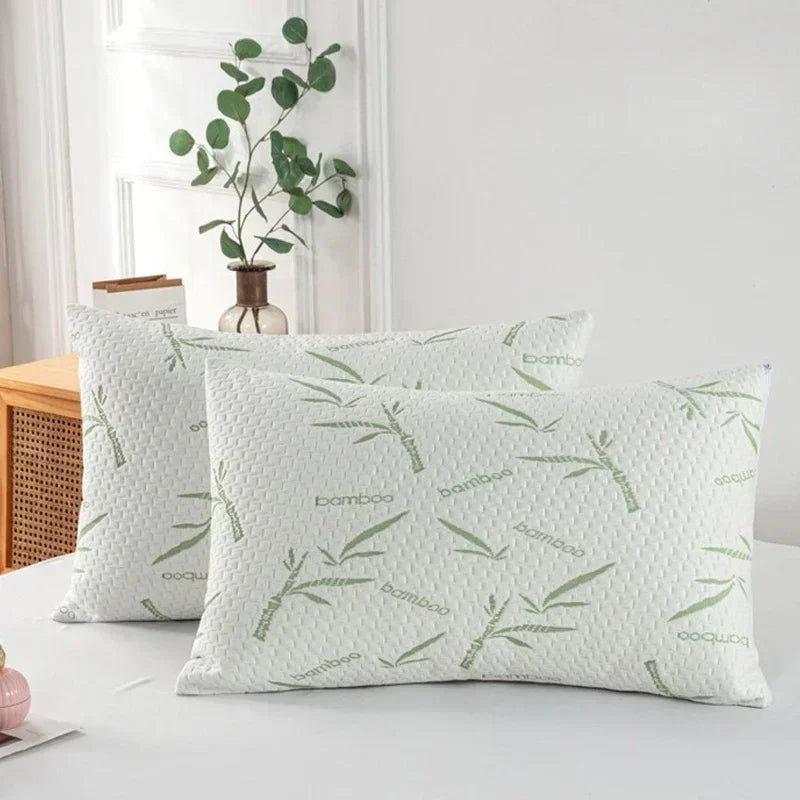 Funda de almohada de fibra de bambú, capa de aire de fibra sándwich con almohada impermeable de algodón, funda protectora para el hogar, lavable a máquina