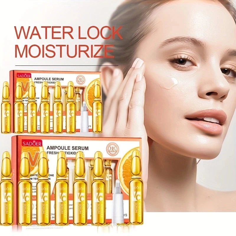 Suero de Vitamina C, Cada Caja Contiene 2 ml x 7 Ampollas, Satisface las Necesidades del Cuidado Facial Durante una Semana, Hecho con Ingredientes Suaves, Envasado Individualmente, Fácil de Usar, Seguro e Higiénico, Apto pa