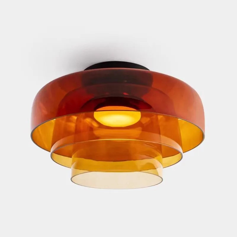 Lámpara de techo de cristal de niveles, lámpara de techo de cristal de lujo nórdica para restaurante, dormitorio, sala de estar, lámpara de techo led colorida