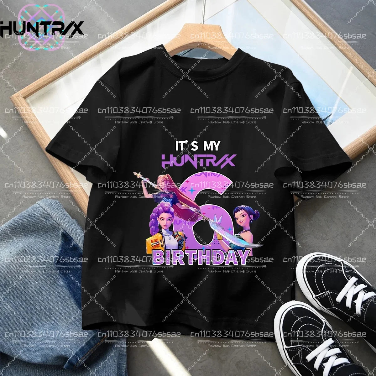Camiseta Kpop Demon Hunters Number, Tops Kawaii Rumy para cumpleaños, ropa de fiesta para niñas, camiseta de verano de manga corta de algodón, ropa para niños, Boutique