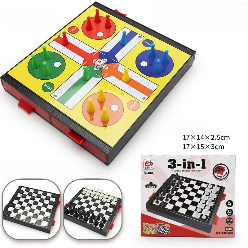 Mesa de juego de mesa magnética 9 en 1, alfombra grande, ajedrez volador/damas/ajedrez/serpiente/Backgammon/cuádruple/Tic-Tac-Toe, Fiesta en casa