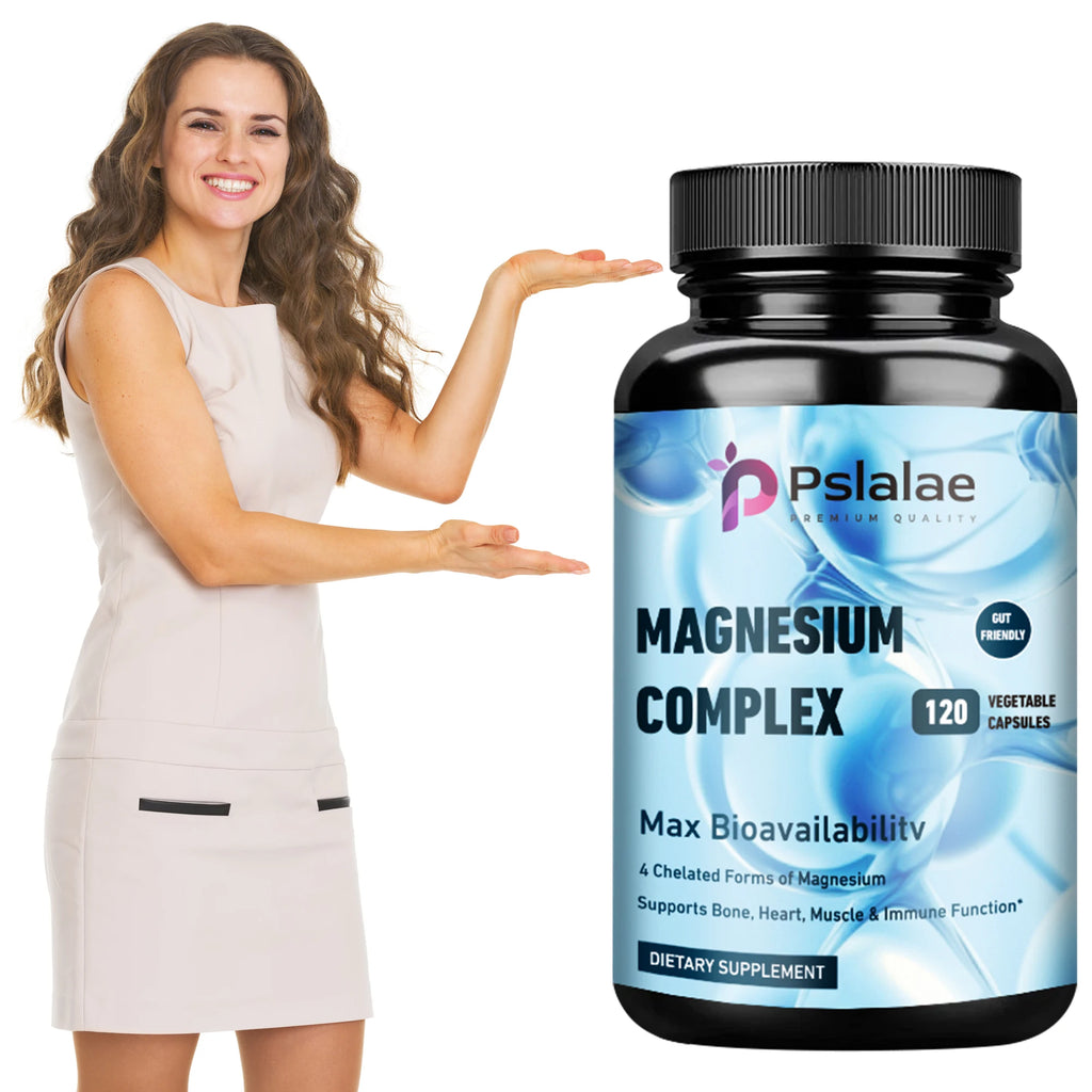 Complejo de magnesio-soporta el sueño profundo, promueve el crecimiento muscular, hueso, cerebro, salud del corazón-120 cápsulas