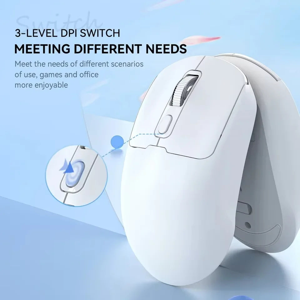 Ratón inalámbrico de 2,4G, Bluetooth 5,4, ratón ergonómico para juegos, ratón de 800-1200-1600 DPI, ratón de oficina recargable para PC y portátil