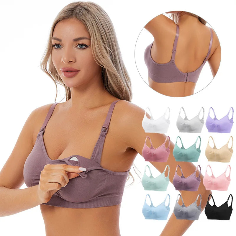 Sujetadores de lactancia de alta calidad, de algodón, para embarazadas, ropa interior sin costuras, talla grande, transpirable, con efecto push-up.