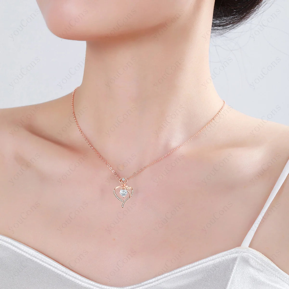 Collares con Colgante de Piedra Natalicia en Forma de Corazón con Caja de Regalo de Rosas para Mujer, Madre, Novia, San Valentín, Navidad, Cumpleaños, Nueva Joyería 2026