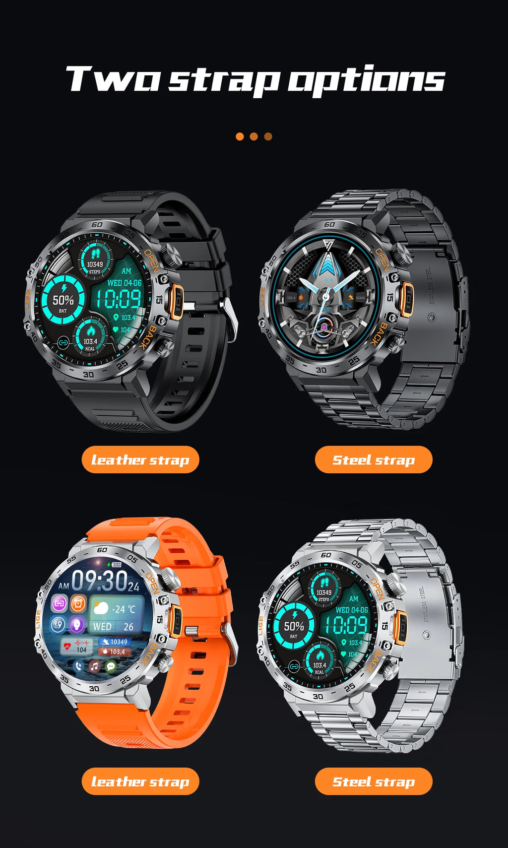 LIGE 2024 reloj inteligente para hombres 360*360 pantalla AMOLED HD relojes deportivos impermeables para Fitness linterna nueva reloj inteligente para hombres para Andrio IOS