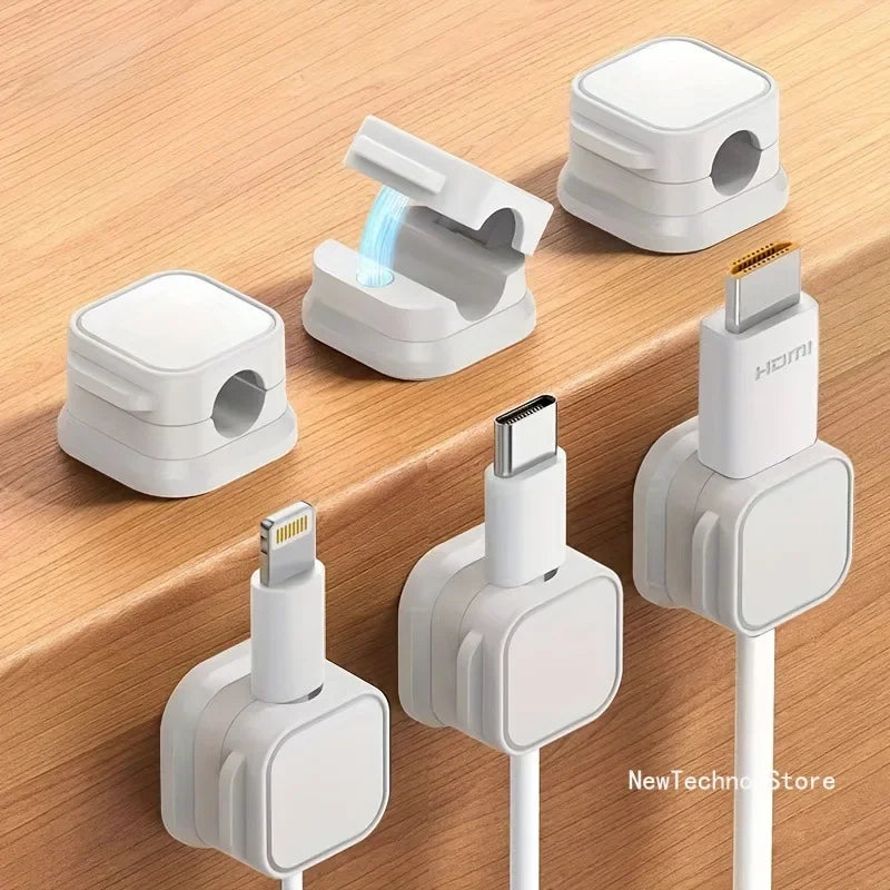 Organizador de cables magnético, clips de gestión de cables de datos montados en la pared, soporte para cables, gancho de enchufe para organización de escritorio