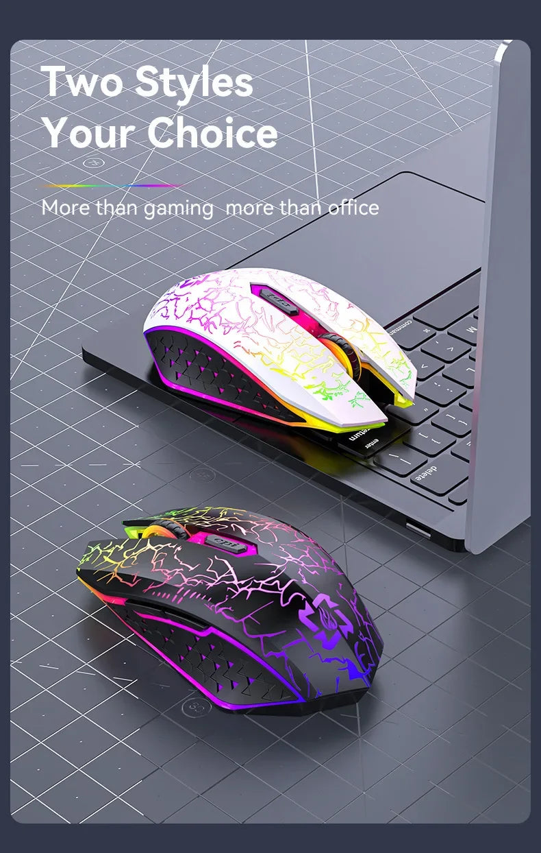 Ratón inalámbrico Bluetooth 5,2 RGB 2,4G, ratón para juegos de modo Dual, ratón silencioso de 6 botones para MacBook, tableta, ordenadores portátiles
