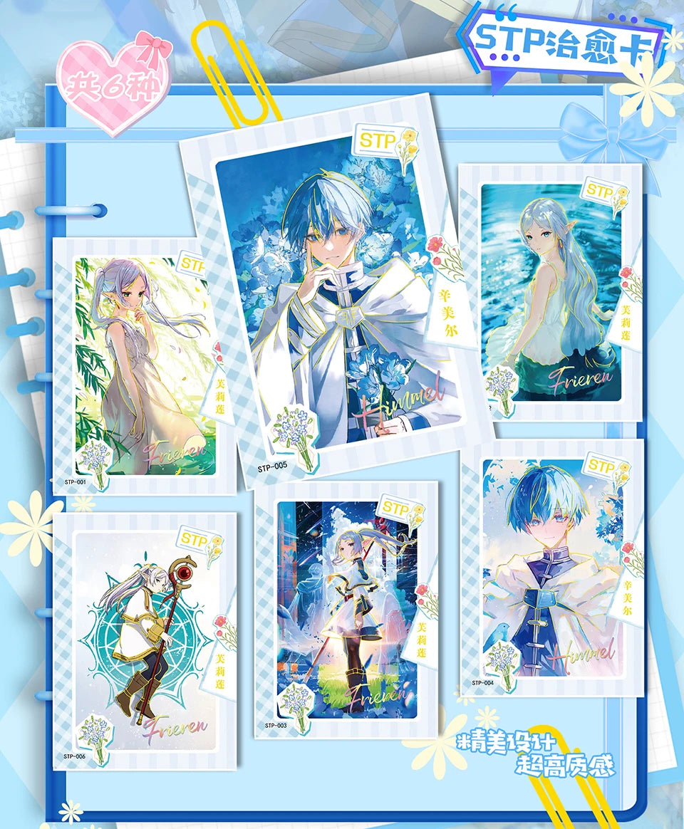 Frieren: Tarjeta de colección de Anime Beyond Journey's End, hermosa y exquisita tarjetas de personajes de raíz de billete láser, juguetes de mesa familiares