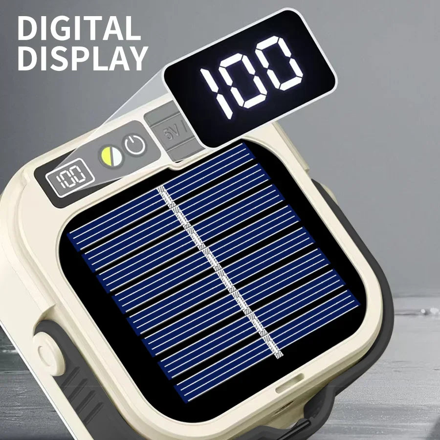 Mini reflector COB, linterna de bolsillo recargable para acampar al aire libre, luz de tienda impermeable de emergencia con pantalla Digital y gancho