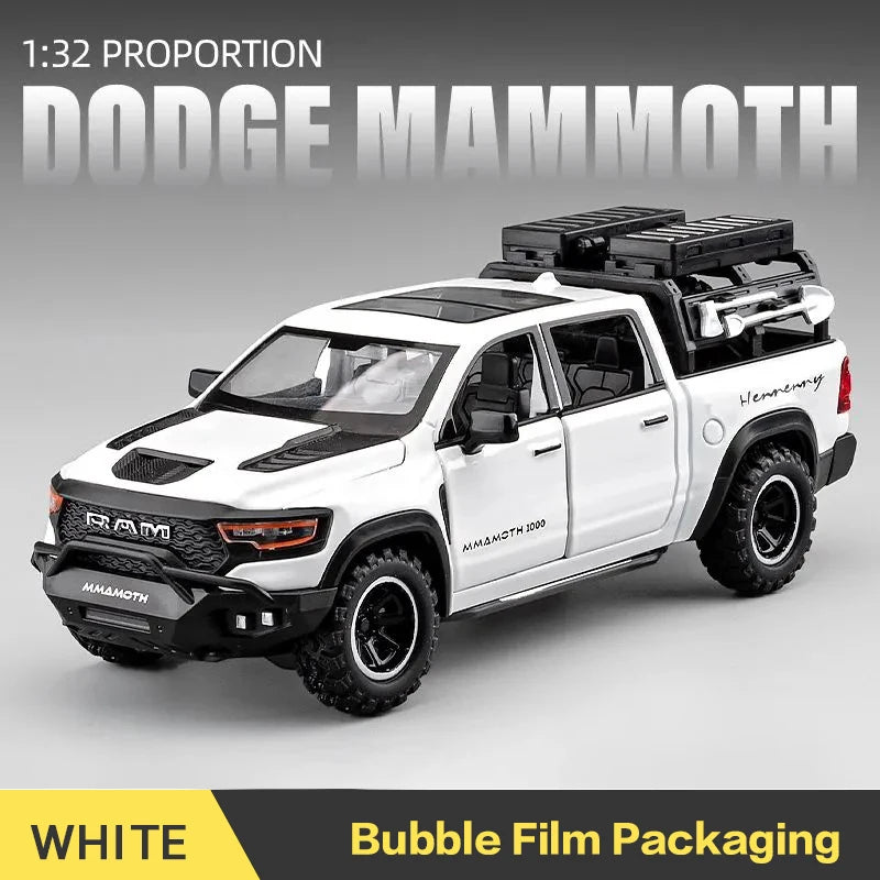 1:32 Dodge RAM Mammoth camioneta todoterreno aleación coche de juguete modelo sonido y luz colección regalo para niños chico