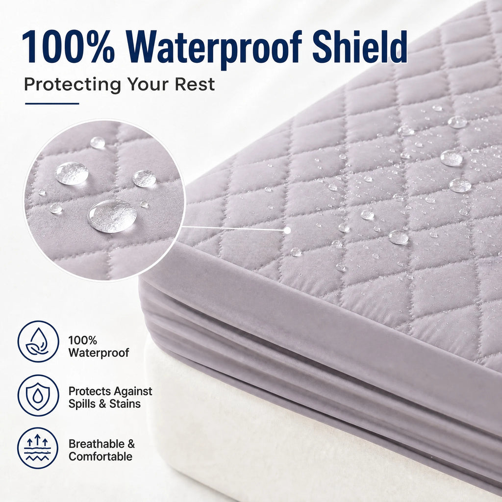 Protector de Colchón Impermeable Acolchado, Tipo Sábana Ajustable, Transpirable, Resistente a las Manchas, Lavable a Máquina