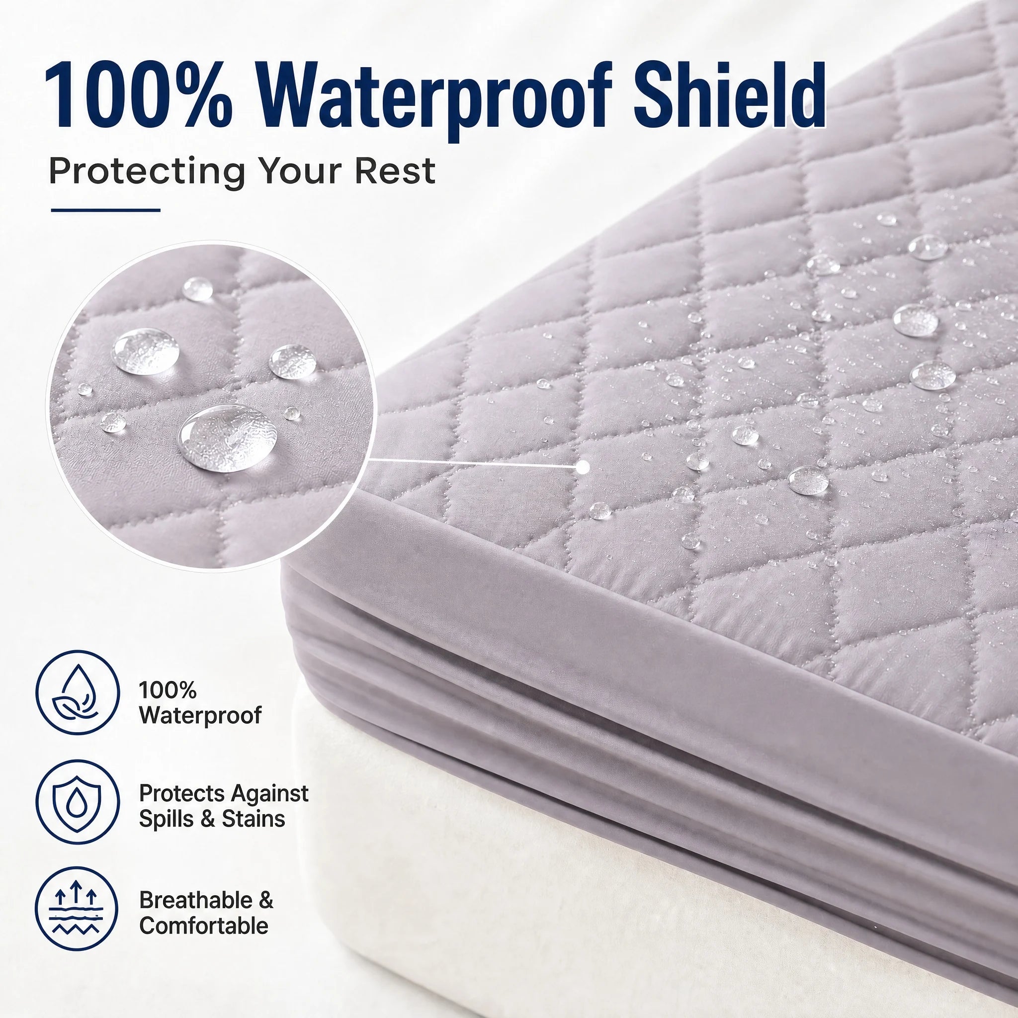 Protector de Colchón Impermeable Acolchado, Tipo Sábana Ajustable, Transpirable, Resistente a las Manchas, Lavable a Máquina