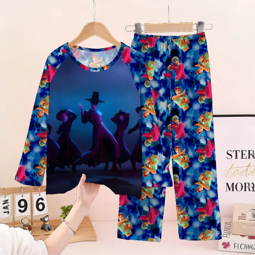 2 unid/set conjunto de pijamas para niño niña niños de 3 a 4 5 6 7 8 9 10 11 12 años de manga larga Kpop Demon Hunters Pijama ropa para niños
