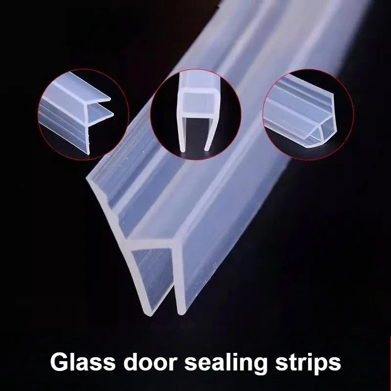 Tiras de sellado de puertas de vidrio de silicona, tira de retención de agua para baño, ducha, tapón de tiro, sellador de huecos de puerta de balcón y ventana de 6-12mm