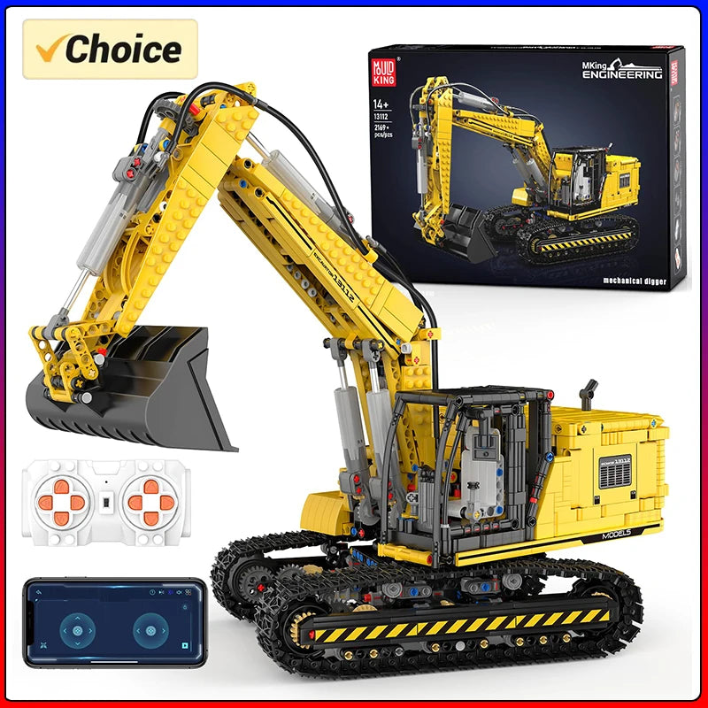 MOLD KING 13112 juguetes de coches técnicos la aplicación MOC-2513 y RC modelo de excavadora motorizada bloques de construcción ladrillos niños regalo de Navidad