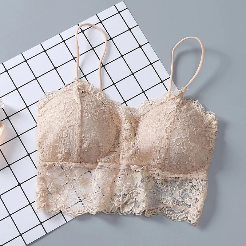 Top Sexy de encaje de verano para mujer, Tops sólidos sin mangas, Bralette sin relleno, sujetador, corpiño con cremallera en la espalda, camiseta sin mangas para discoteca, lencería de talla libre