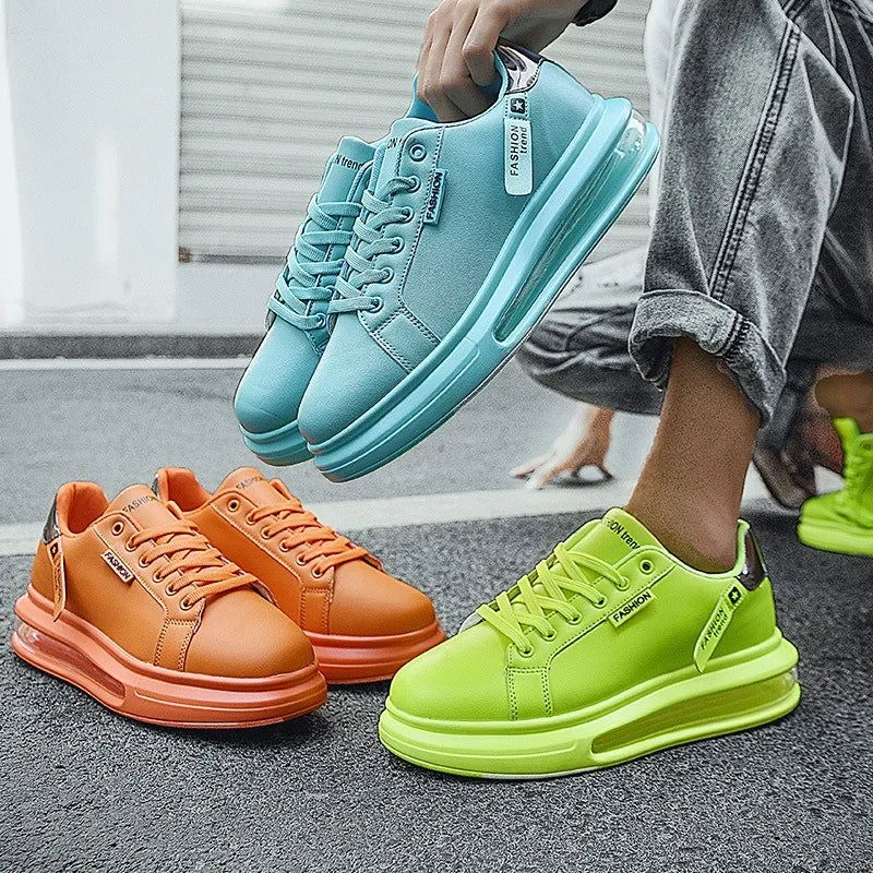 Zapatillas de deporte con plataforma para hombre, zapatos informales, nuevos zapatos suaves y cómodos de cuero Pu, zapatos planos de marca de tendencia, zapatos informales para hombre, Tenis nuevos
