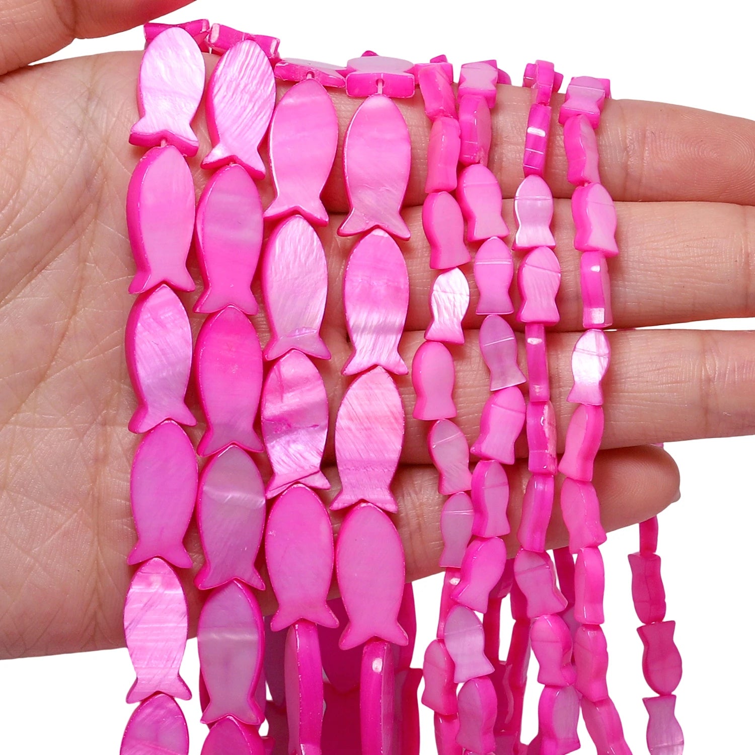 Conchas naturales de agua dulce con forma de pez, concha de nácar teñida multicolor, cuentas espaciadoras sueltas para fabricación de joyería, pulsera DIY