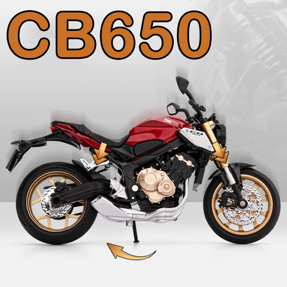 1:12 Honda CB650 CB400F juguetes de coches de aleación fundida modelos dirección de la rueda delantera de la motocicleta con vehículos ligeros de sonido coleccionar adornos