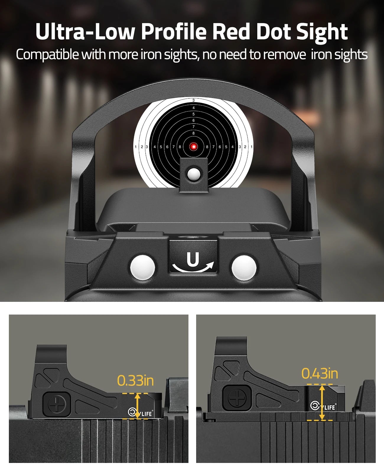Mira de Punto Rojo CVLIFE Motion Awake 3 MOA, Óptica Reflex Abierta, Mira Compacta con Adaptador para MOS y Base Picatinny de 21mm para Caza