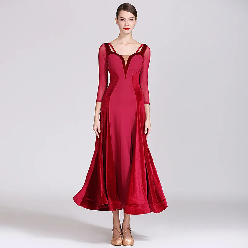 Nuevo vestido de baile moderno de terciopelo personalizado 1884 traje de baile de salón Vestito Latino Americano Donna trajes de Drag Queen