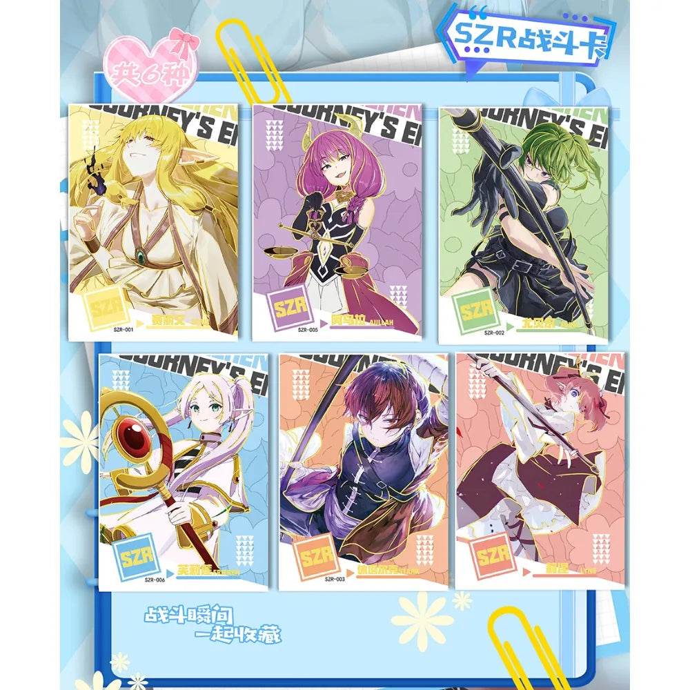 Frieren: Tarjeta de colección de Anime Beyond Journey's End, hermosa y exquisita tarjetas de personajes de raíz de billete láser, juguetes de mesa familiares