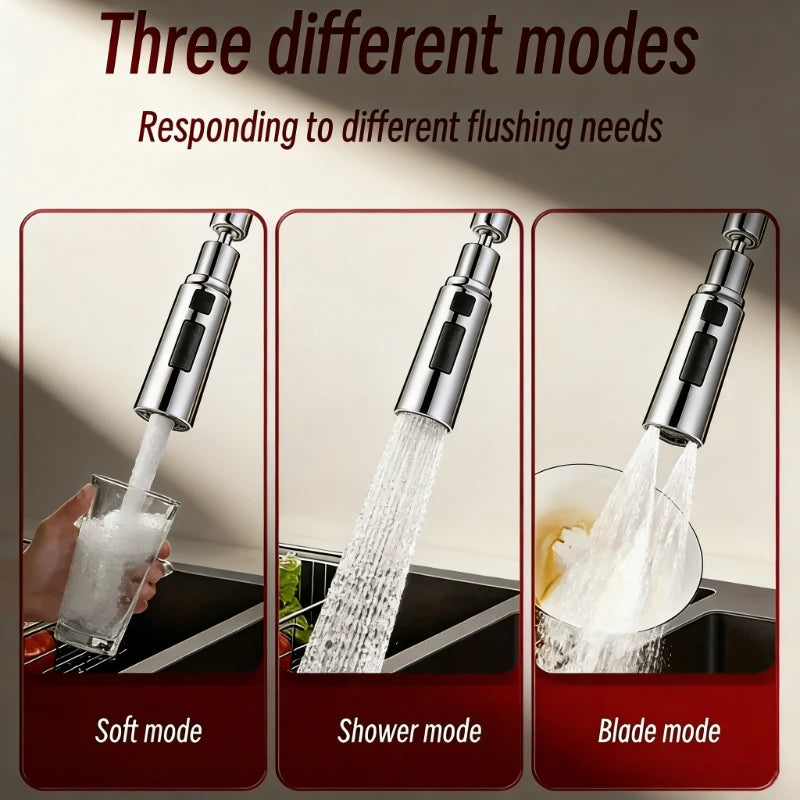 Cabezal de Grifo de Cocina Premium con 3 Modos, Antisalpicaduras, de Aleación Metálica, Ahorrador de Agua, Filtro de Ducha Ajustable para Fregadero Universal