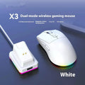 Ratón para Juegos de Última Generación con DPI Ajustable, Recargable, Inalámbrico, con Base de Carga, Bluetooth 2.4G, Modo Dual, RGB, Diseño Ergonómico