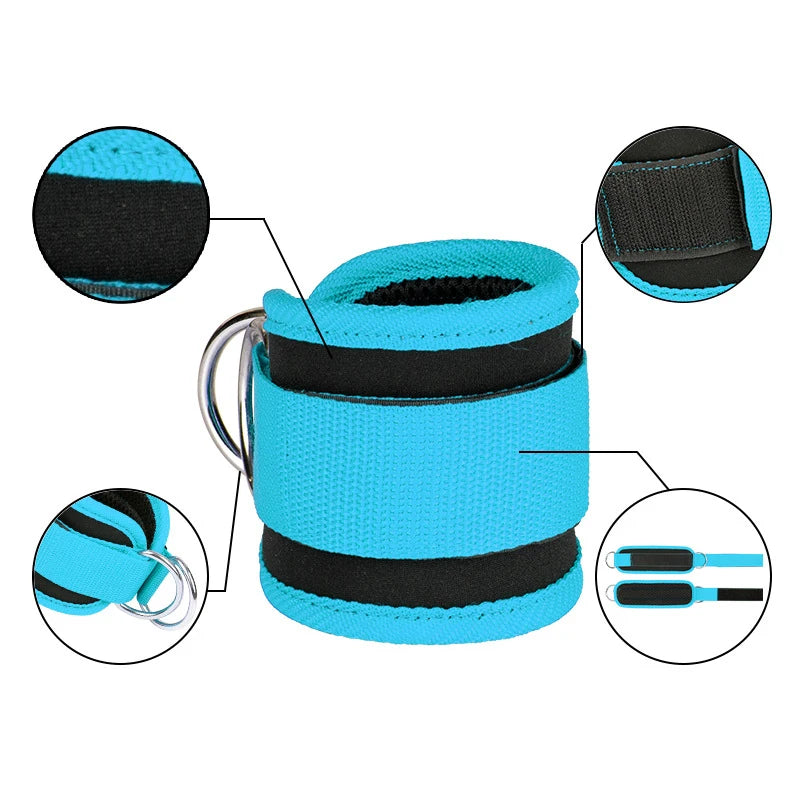 Correas de tobillo ajustables para fitness con anillo en D, soporte para entrenamientos de fuerza de piernas en gimnasio, polea con hebilla, protector deportivo de seguridad para abductores.