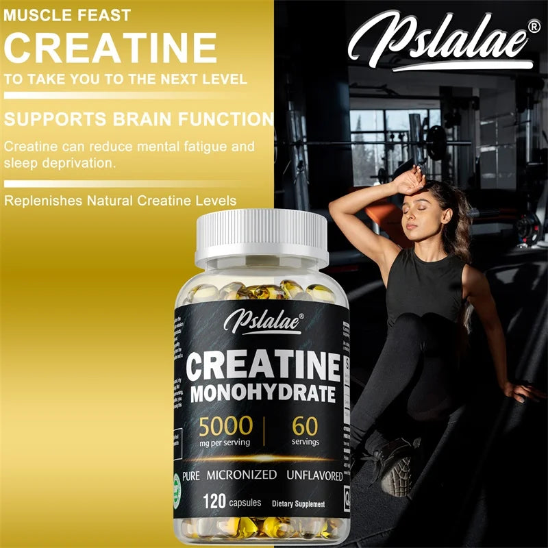 Monohidrato de creatina: aumenta la fuerza muscular, promueve el crecimiento muscular, mejora el rendimiento atlético, vegetariano, sin gluten