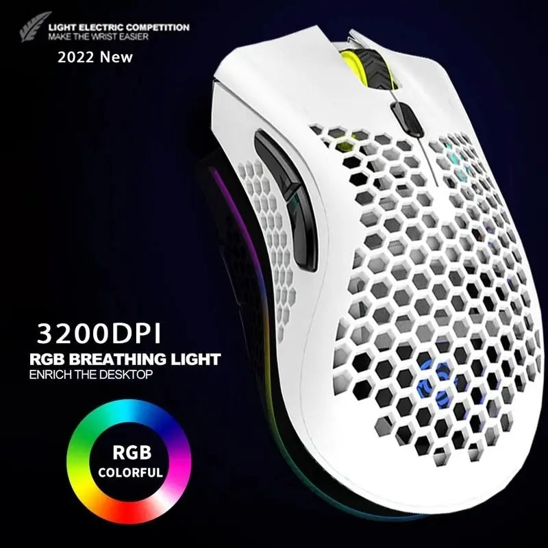 Ratón inalámbrico BM600 para juegos, periférico con luz RGB, recargable por USB, 2,4G, bonito