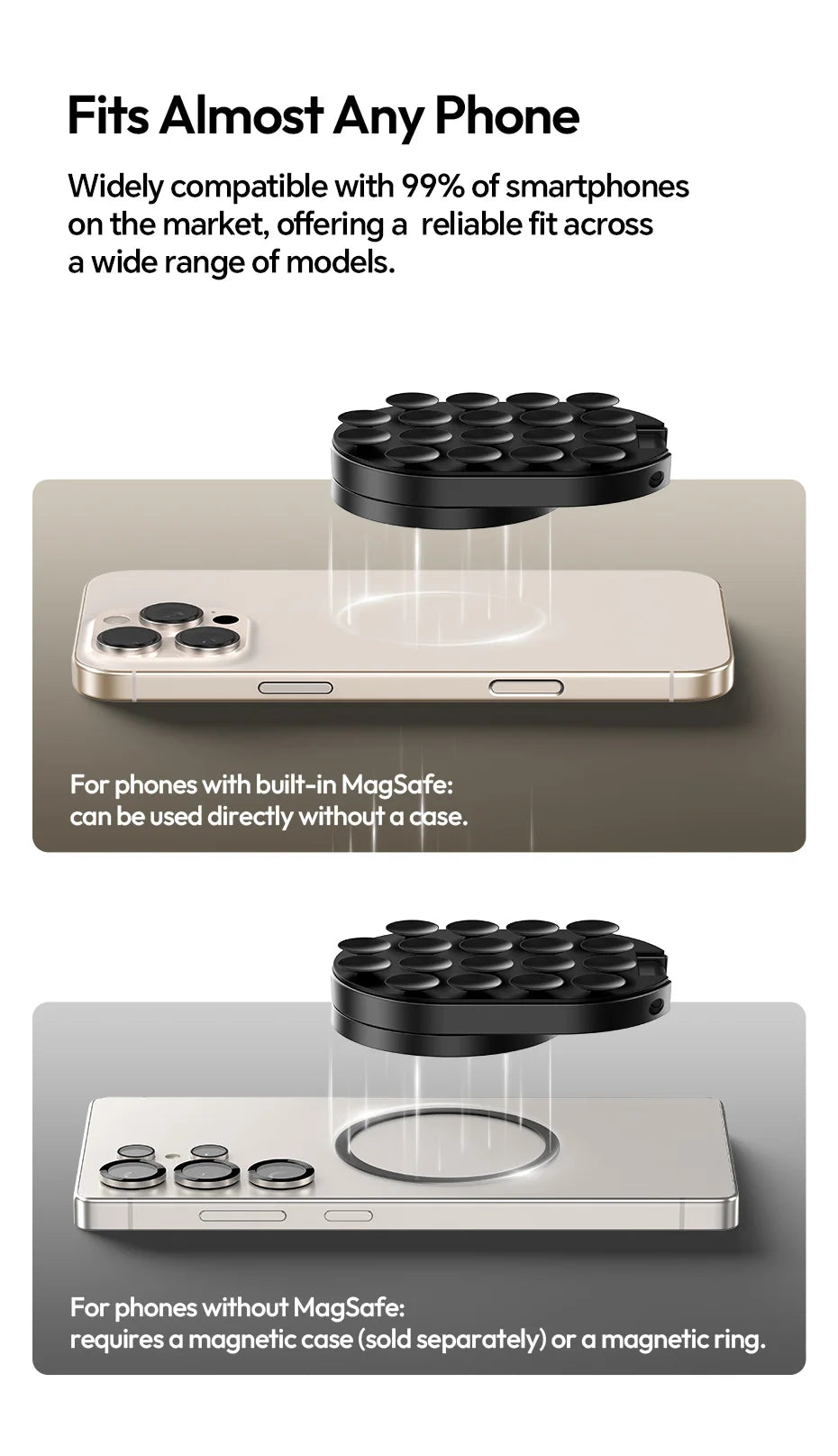 Ulanzi MA39 MagLock Ventosa Soporte de escritorio para teléfono para iPhone 17 16 15 14 con parte inferior de succión para cristal de pared