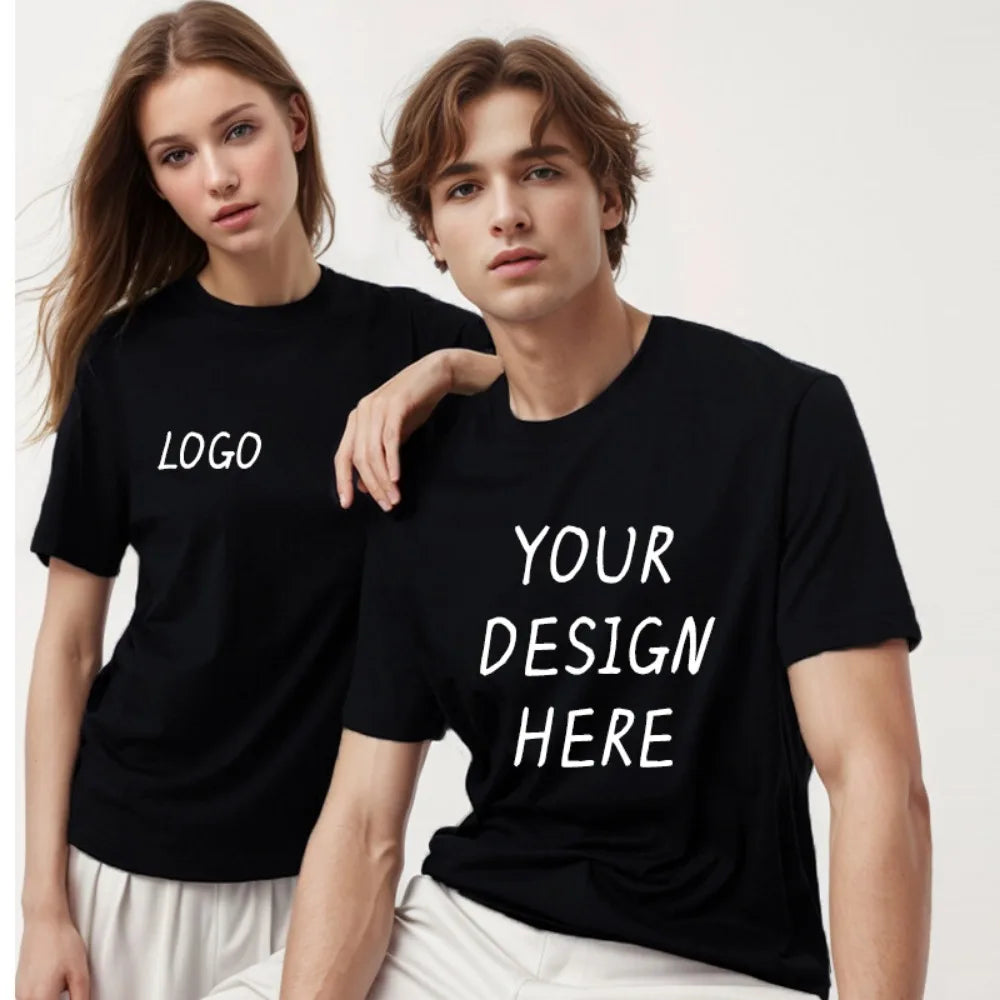 Camisa de manga corta de Color sólido con cuello redondo de algodón puro 100%, libre para agregar su propio diseño, camiseta informal suave, camiseta personalizada