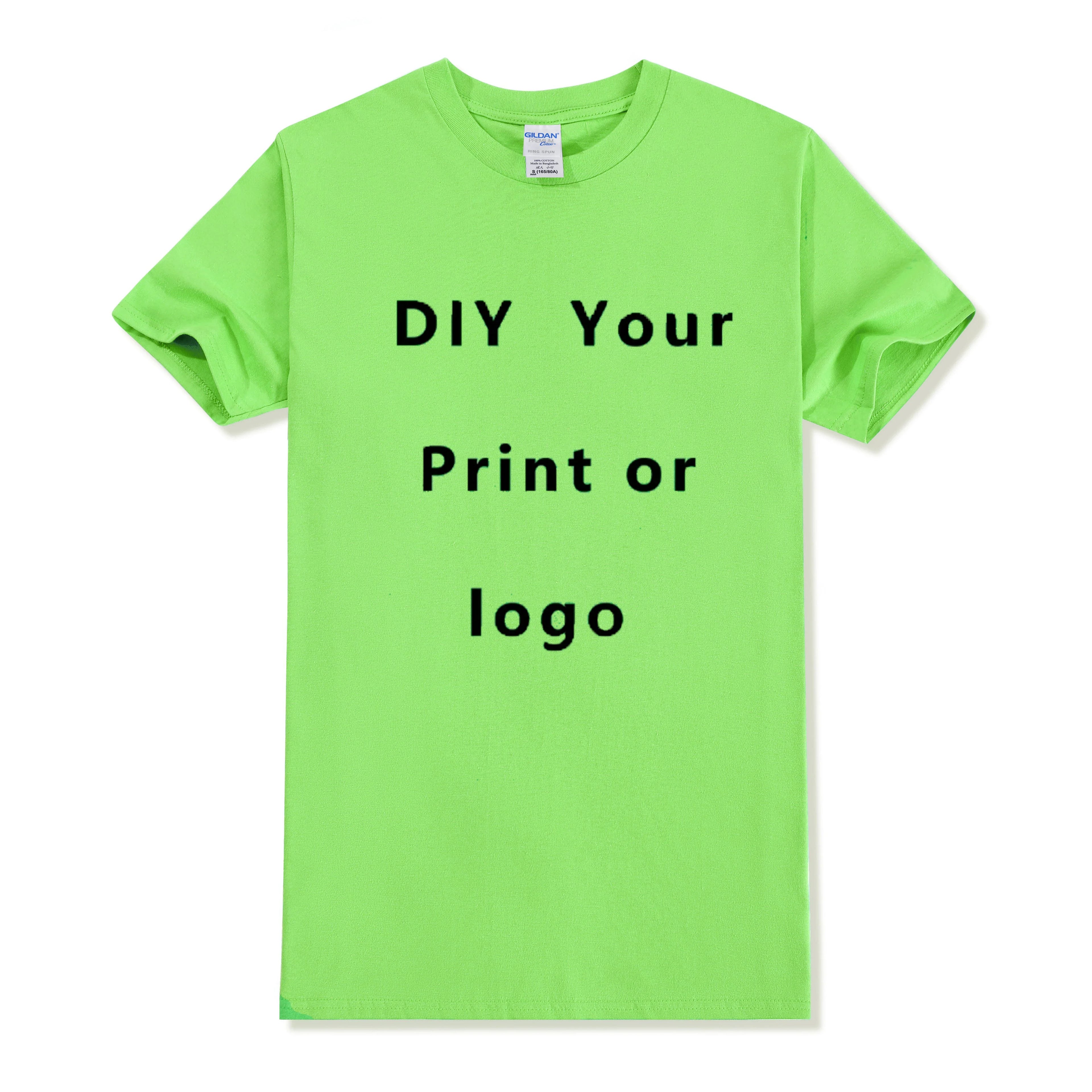 Camisa de manga corta de Color sólido con cuello redondo de algodón puro 100%, libre para agregar su propio diseño, camiseta informal suave, camiseta personalizada