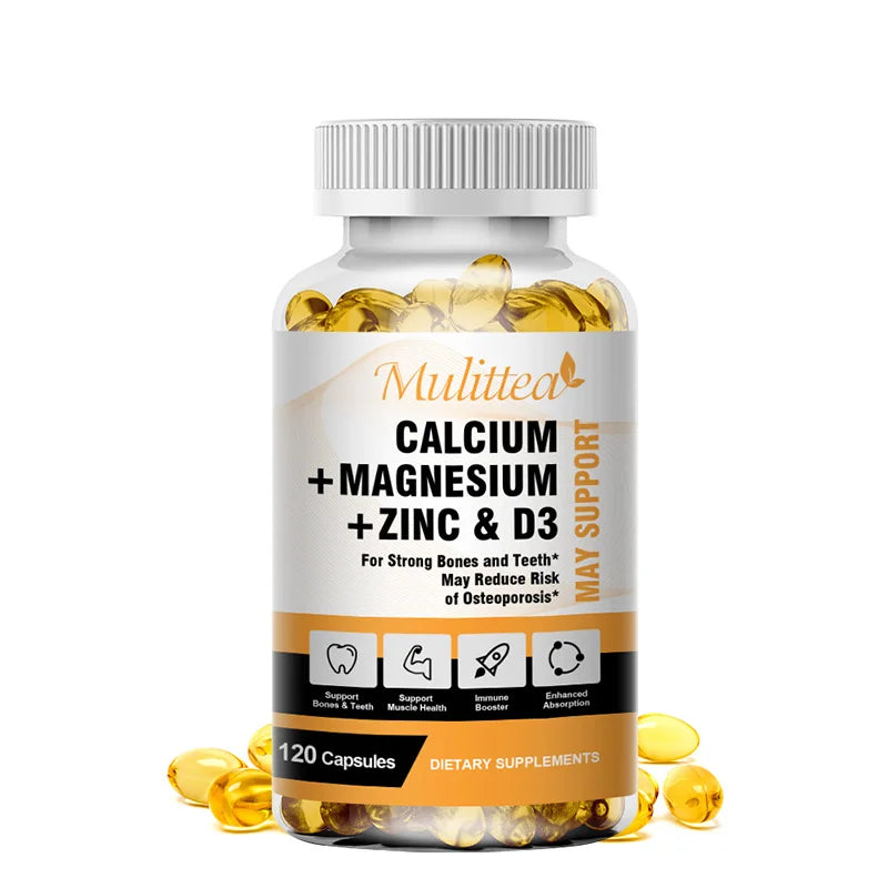 Mulittea-cápsulas de Zinc y magnesio de calcio con vitamina D3 para huesos fuertes y sistema nervioso, salud y promueve el crecimiento celular