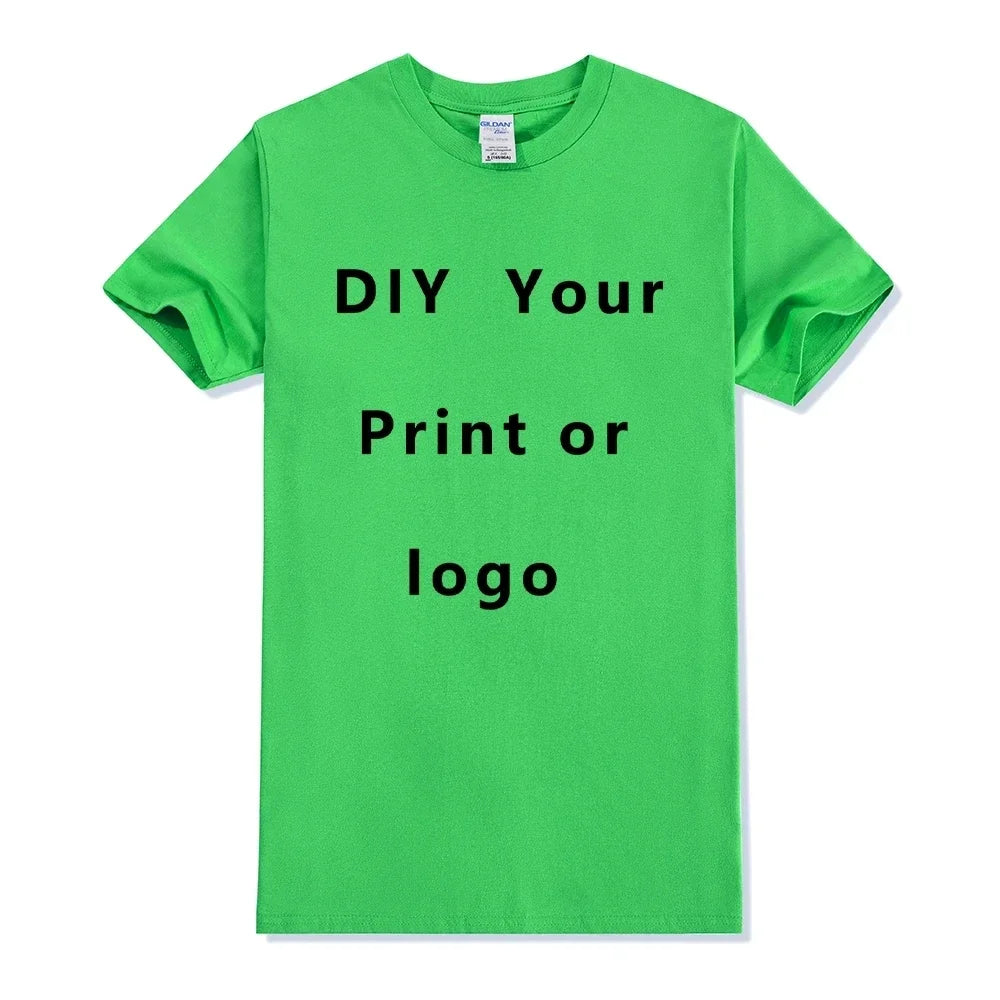 Camisa de manga corta de Color sólido con cuello redondo de algodón puro 100%, libre para agregar su propio diseño, camiseta informal suave, camiseta personalizada