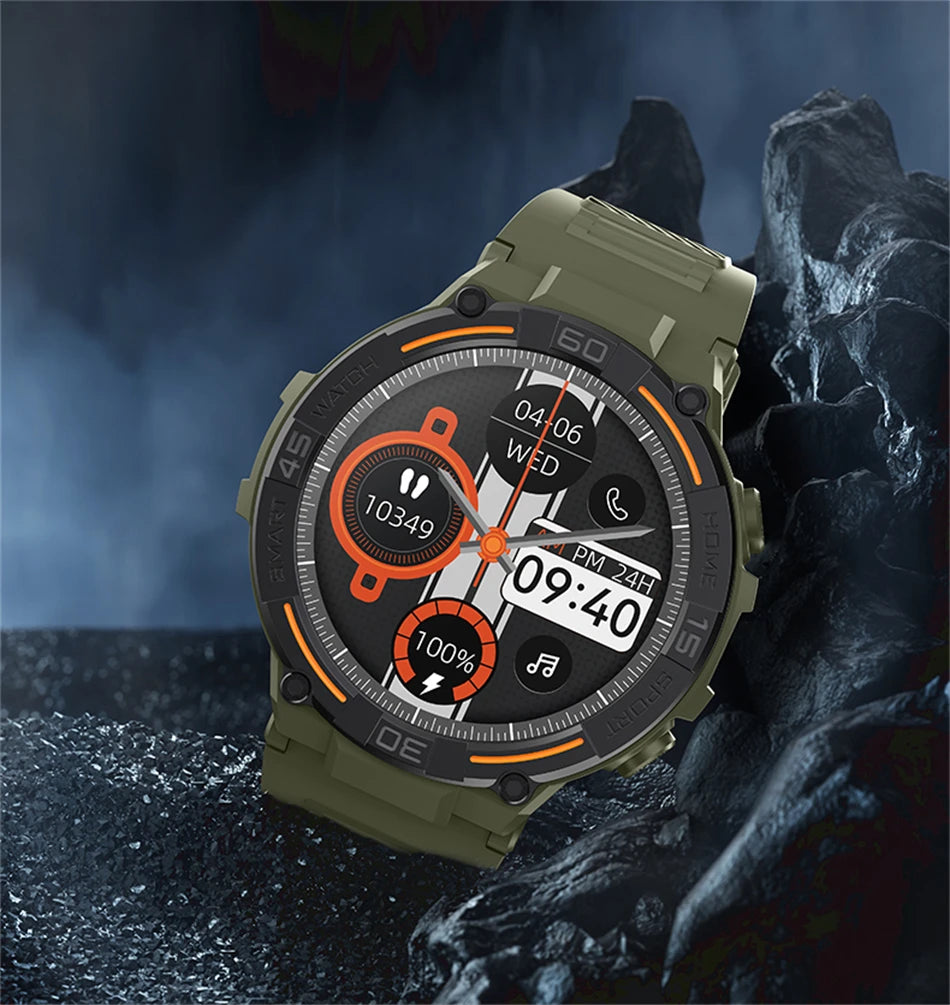 Reloj inteligente militar resistente al aire libre para hombres, GPS, deportes, Fitness, resistente al agua, llamada Bluetooth con luces LED, reloj inteligente